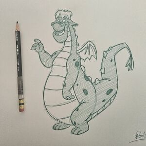 Disney Elliott Pete's Dragon Drawing/Sketch Animation Art Signed
